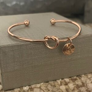 Rose Gold Colored Knot Bracelet with Initial “C” Charm